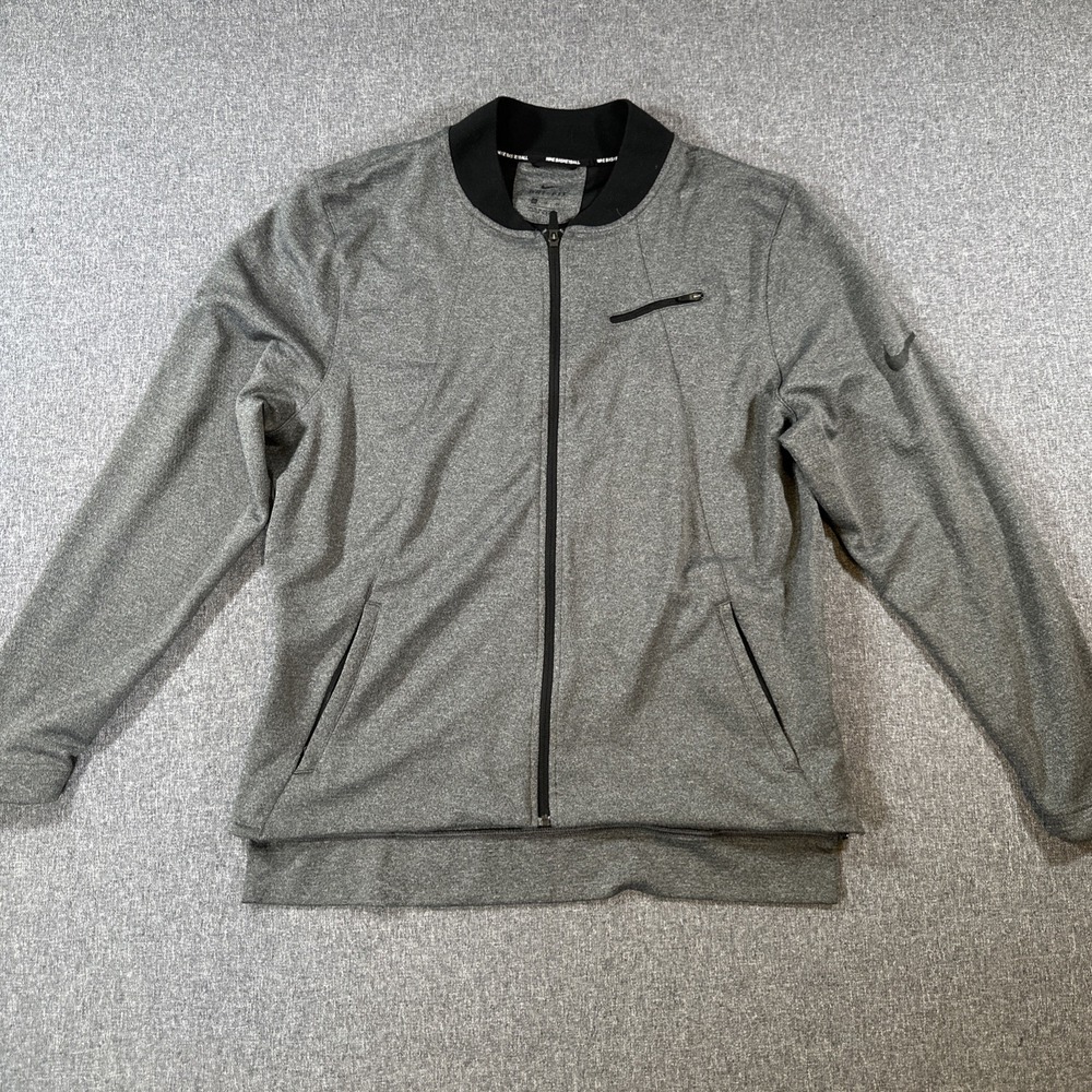 Nike Basketball Dri-FIT Full Zip Jacket Gray Black Athletic Training XL